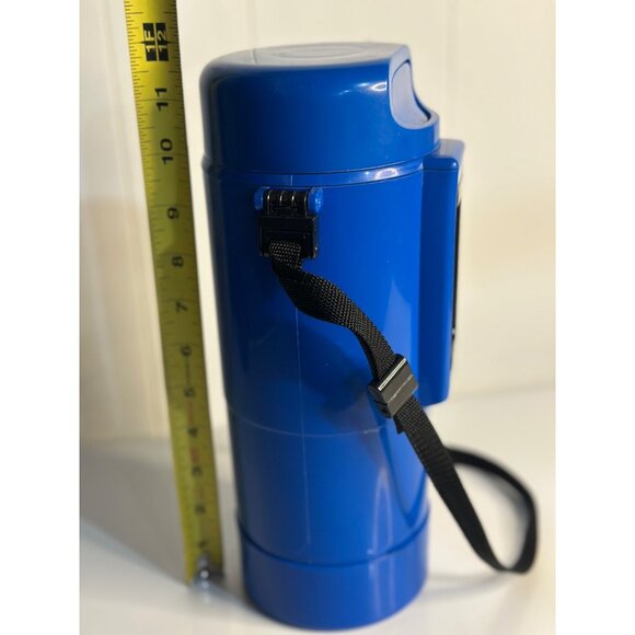 VTG A.K. DAS Blue Thermos w/ Handle Strap 11.5" Hot & Cold Beverages - Picture 8 of 8